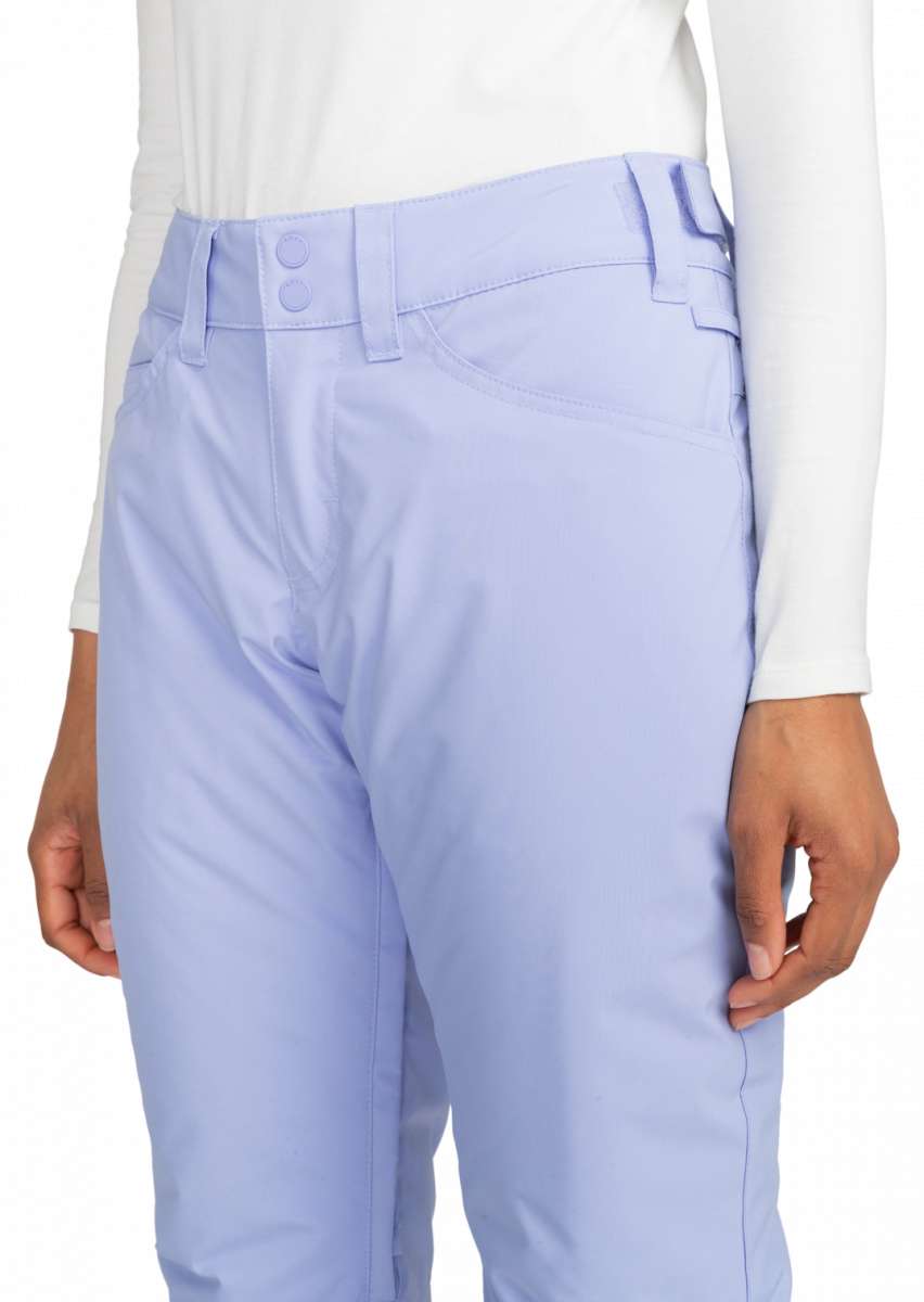 Roxy Junior's Backyard Insulated Pant 2024 - A pair of light blue snow pants with a subtle pattern on the left thigh.