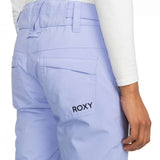 Roxy Junior's Backyard Insulated Pant 2024 - A pair of light blue snow pants with a white logo on the left thigh and a black strap at the waist.