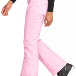 Roxy Junior's Backyard Insulated Pant 2024 - A pair of pink snow pants with a cargo pocket on the side and two belt loops at the waist.