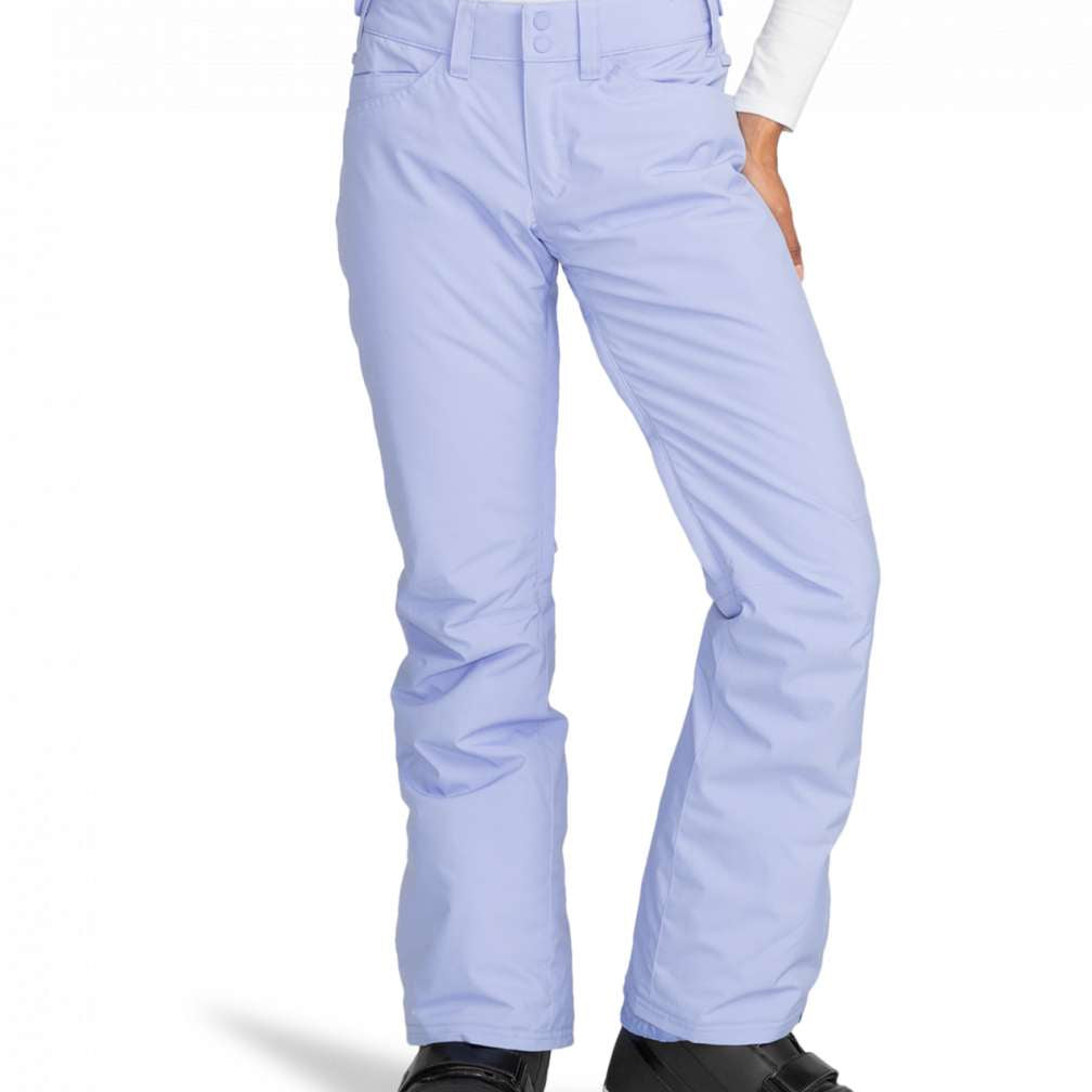 Roxy Junior's Backyard Insulated Pant 2024 - Light blue snow pants with a subtle white stripe pattern on the side of each leg.