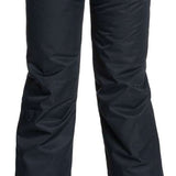 Roxy Junior's Backyard Insulated Pants 2022 - Black snow pants with a subtle white stripe pattern on the side of one leg.