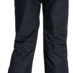 Roxy Junior's Backyard Insulated Pants 2022 - Black snow pants with a subtle white logo on the left leg, featuring a sleek design and adjustable cuffs.