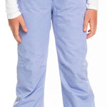 Roxy Junior's Diversion Insulated Pant 2023 - Light blue snow pants with a subtle floral pattern on the side pockets and belt loops.