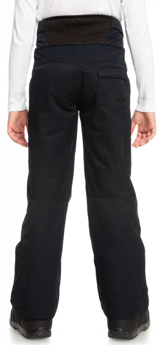 Roxy Junior's Diversion Insulated Pant 2023 - Black snow pants with a subtle leopard pattern on the back pocket.