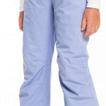 Roxy Junior's Diversion Insulated Pant 2023 - Light blue snow pants with a subtle floral pattern on the side pockets and belt loops.