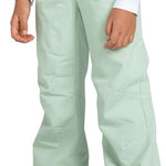 Roxy Junior's Diversion Insulated Pants 2024 - Light green pants with a button fly and belt loops.