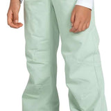 Roxy Junior's Diversion Insulated Pants 2024 - Light green pants with a button fly and belt loops.