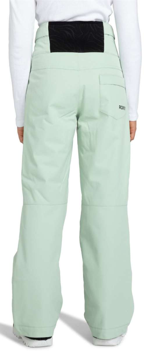 Roxy Junior's Diversion Insulated Pants 2024 - Black snow pants with a subtle floral pattern on the back pocket.