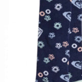 Roxy Junior's Frosty Sock 2023 - A pair of navy blue socks with a repeating pattern of white snowflakes and pink accents.