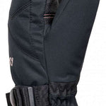 Roxy Women's Jetty Solid Mitten - Mittens are black with a solid pattern, featuring a pink trim at the cuff and thumb.
