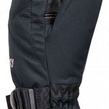 Roxy Women's Jetty Solid Mitten - Mittens are black with a solid pattern, featuring a pink trim at the cuff and thumb.