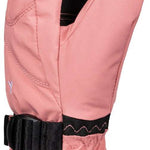 Roxy Junior's Jetty Solid Mittens - Mittens are pink with black interior and stitching.