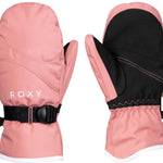 Roxy Junior's Jetty Solid Mittens - Mittens are solid black with a white trim and have a strap closure on the wrist.