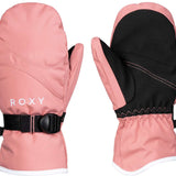 Roxy Junior's Jetty Solid Mittens - Mittens are solid black with a white trim and have a strap closure on the wrist.