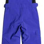 Roxy Junior's Lola Insulated Bib Pants 2024 - A pair of purple snow pants with a black logo on the left leg and adjustable straps at the waist.