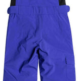 Roxy Junior's Lola Insulated Bib Pants 2024 - A pair of purple snow pants with a black logo on the left leg and adjustable straps at the waist.