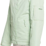 Roxy Junior's Meade Insulated Jacket 2024 - A light blue jacket with a fur-lined hood and zippered pockets.