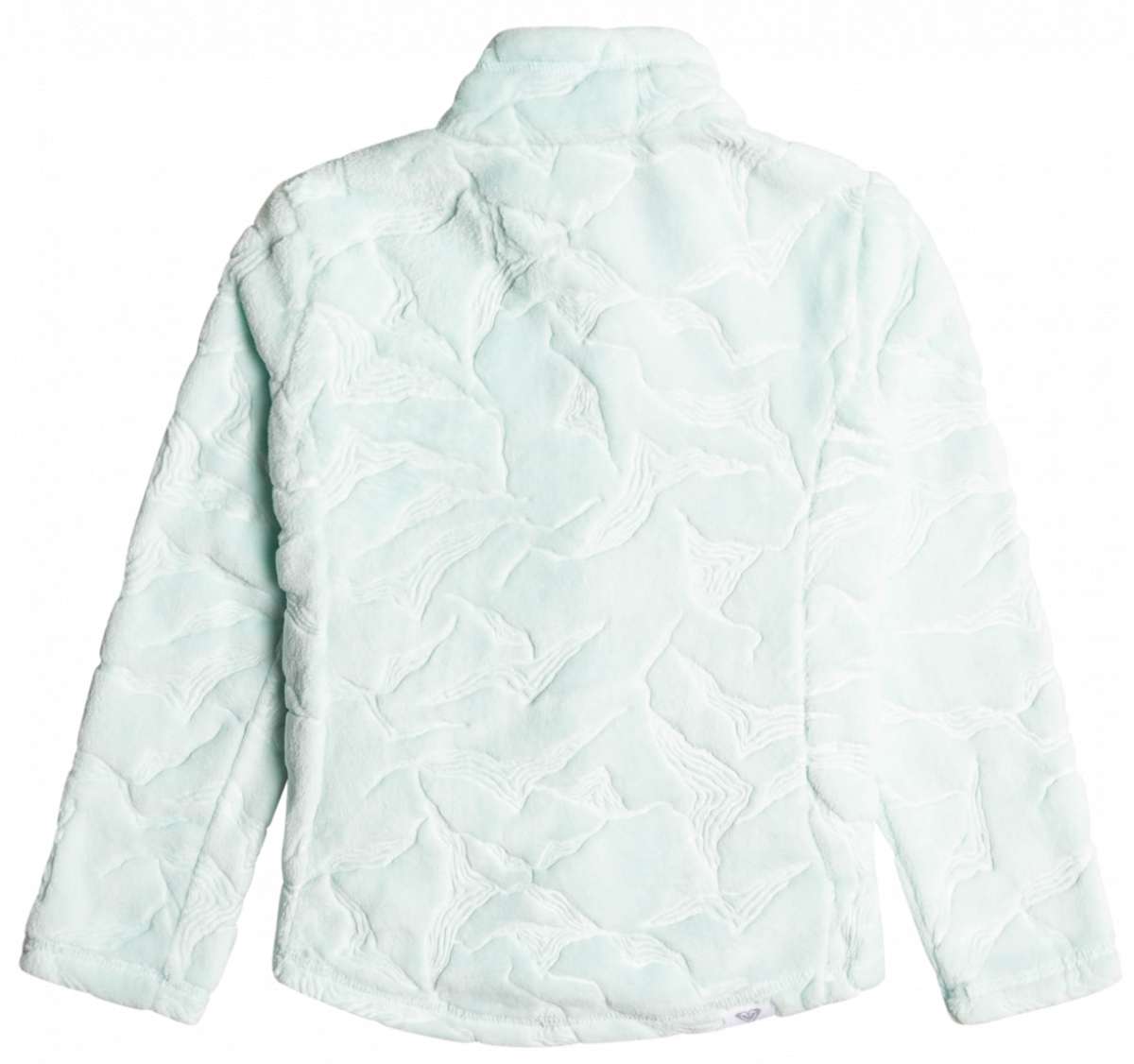 Roxy Junior's Mini Igloo Full-Zip Fleece 2023 - A light blue fleece jacket with a zippered front and two pockets on either side.