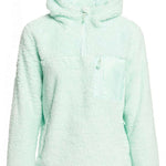 Roxy Women's Alabama 1/4 Zip Fleece 2023 - A light blue fleece jacket with a quarter zip and two pockets on the front.