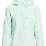 Roxy Women's Alabama 1/4 Zip Fleece 2023 - A light blue fleece jacket with a quarter zip and two pockets on the front.