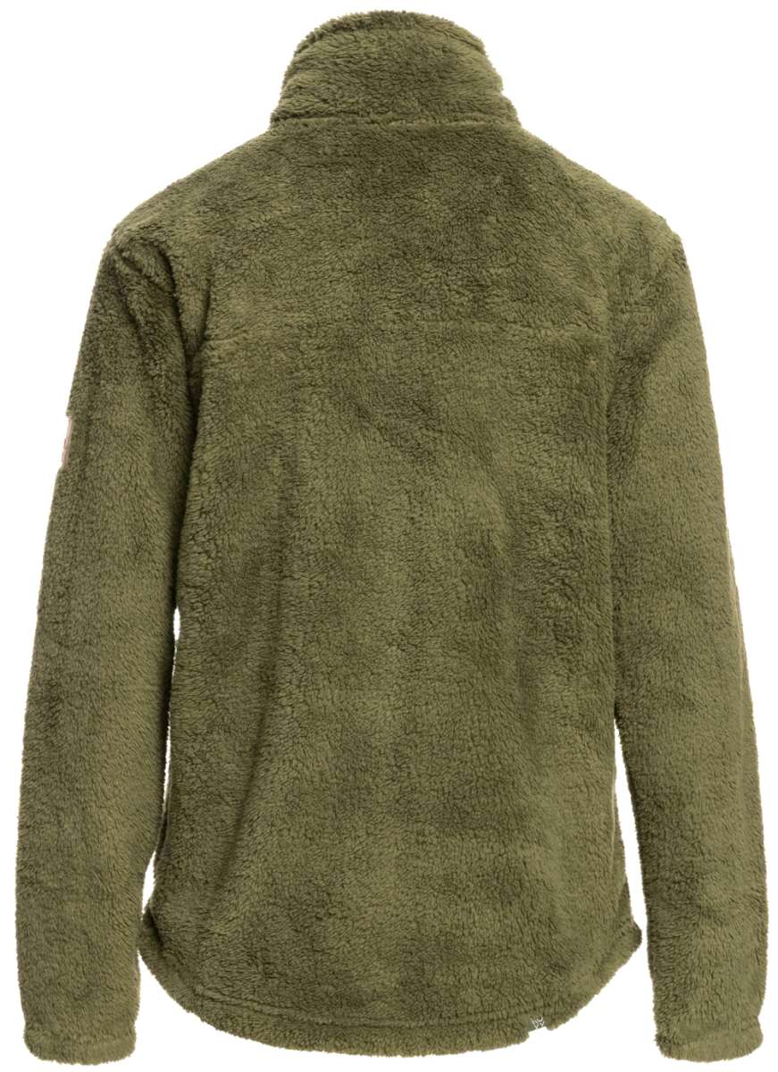 Roxy Women's Alabama Full Zip Jacket 2023 - A green jacket with a zippered front and two pockets on either side, featuring a subtle pattern of small white dots.