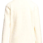 Roxy Women's Alabama Full Zip Jacket 2023 - A cream-colored, fuzzy jacket with a zippered front and two pockets on either side.