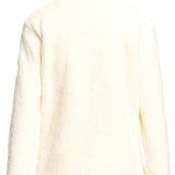 Roxy Women's Alabama Full Zip Jacket 2023 - A cream-colored, fuzzy jacket with a zippered front and two pockets on either side.