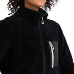 Roxy Women's Alabama Full Zip Fleece 2024 - A black fleece jacket with a zippered front and two pockets on either side, featuring a small white logo on the left chest area.