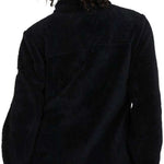 Roxy Women's Alabama Full Zip Fleece 2024 - A black fleece jacket with a zippered front and two chest pockets, featuring a subtle white logo on the left breast.