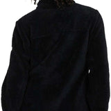 Roxy Women's Alabama Full Zip Fleece 2024 - A black fleece jacket with a zippered front and two chest pockets, featuring a subtle white logo on the left breast.