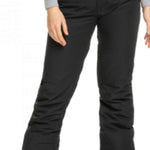 Roxy Women's Backyard Insulated Pant 2023 - Black snow pants with a subtle white stripe on the side of one leg.