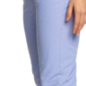 Roxy Women's Backyard Insulated Pant 2023 - A pair of light blue snow pants with a subtle pattern on the left thigh, featuring two zippered pockets and a belt loop at the waist.