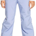 Roxy Women's Backyard Insulated Pant 2024 - Light blue snow pants with a subtle pattern of darker blue stripes on the side seams and two front pockets.