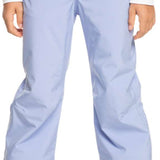 Roxy Women's Backyard Insulated Pant 2024 - Light blue snow pants with a subtle pattern of darker blue stripes on the side seams and two front pockets.
