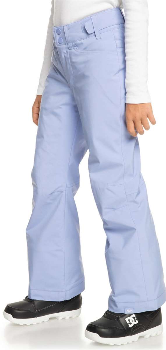 Roxy Women's Backyard Insulated Pant 2024 - Light blue snow pants with a subtle floral pattern on the side pockets and belt loops.