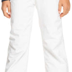 Roxy Women's Backyard Insulated Pant 2024 - A pair of white insulated pants with a zippered pocket on the side.