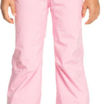 Roxy Women's Backyard Insulated Pant 2024 - A pair of light pink snow pants with a subtle pattern on the side pockets and a slight sheen to the fabric.