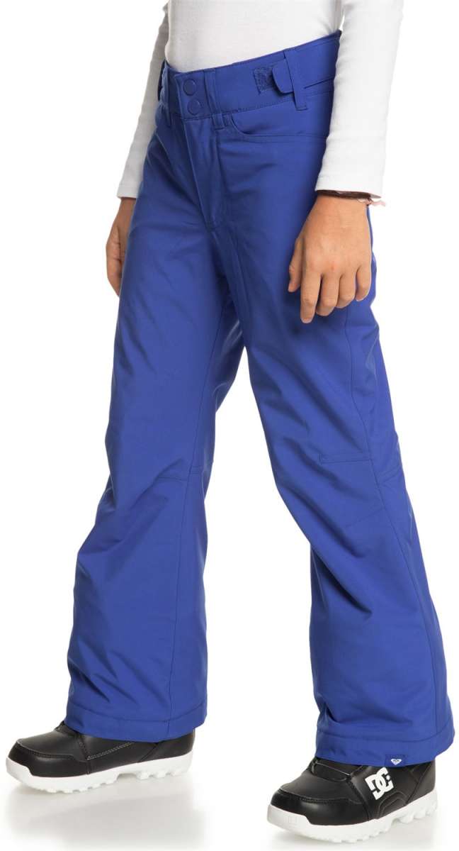 Roxy Women's Backyard Insulated Pant 2024 - A pair of insulated snow pants with a subtle floral pattern in shades of pink and green on a solid white background.