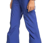 Roxy Women's Backyard Insulated Pant 2024 - A pair of insulated snow pants with a subtle floral pattern in shades of pink and green on a solid white background.