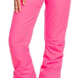 Roxy Women's Backyard Insulated Pants 2022 - Bright pink snow pants with a slight sheen, featuring a belt loop and two front pockets.