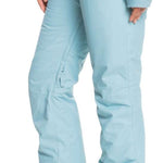 Roxy Women's Backyard Insulated Pants 2022 - Light blue snow pants with a zippered pocket on the side of one leg.