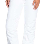 Roxy Women's Backyard Insulated Pants 2022 - A pair of white insulated pants with a zippered pocket on the side.