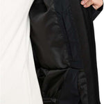 Roxy Women's Billie Insulated Jacket 2024 - A black insulated jacket with a zippered front and two pockets on either side, worn by a model in an angled view from the right side.