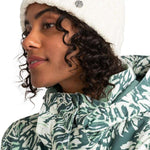 Roxy Women's Blizzard Beanie - A white beanie with a brown faux fur pom-pom on top.