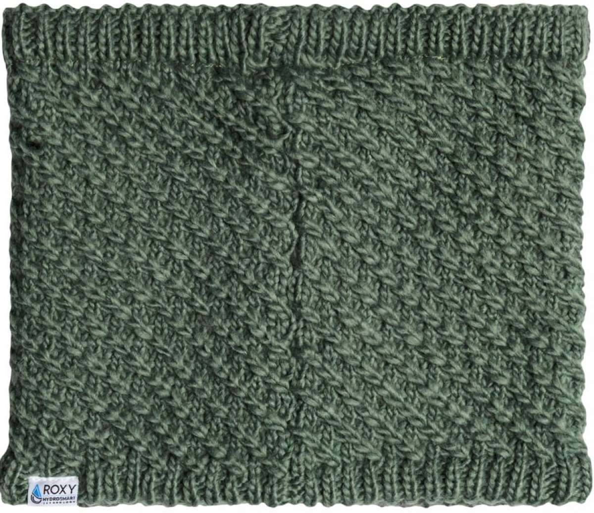 Roxy Women's Blizzard Collar - A sage green knitted collar with a subtle diamond pattern and ribbed edges.