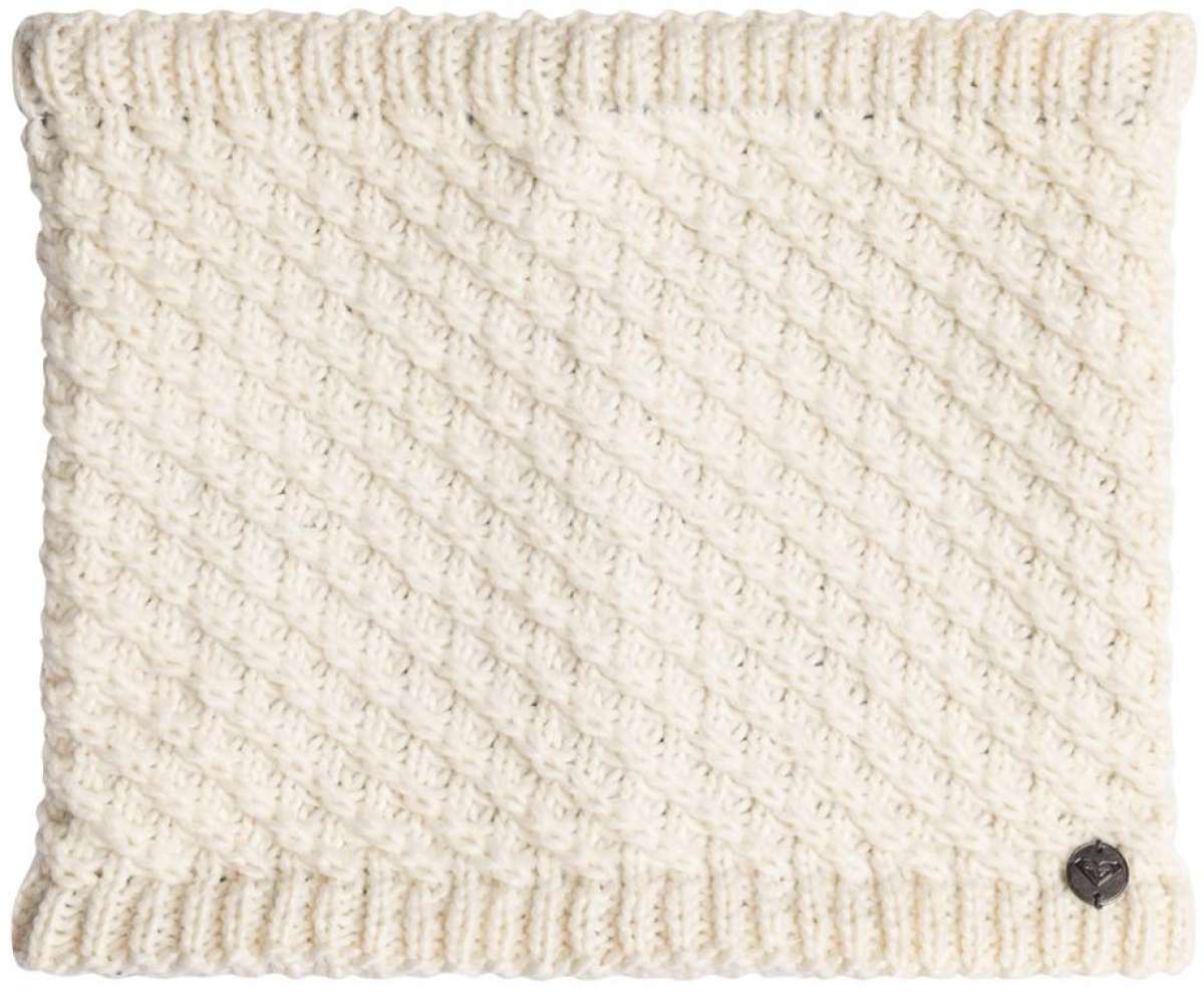 Roxy Women's Blizzard Collar - A cream-colored, chunky-knit scarf with a subtle diamond pattern and ribbed edges.