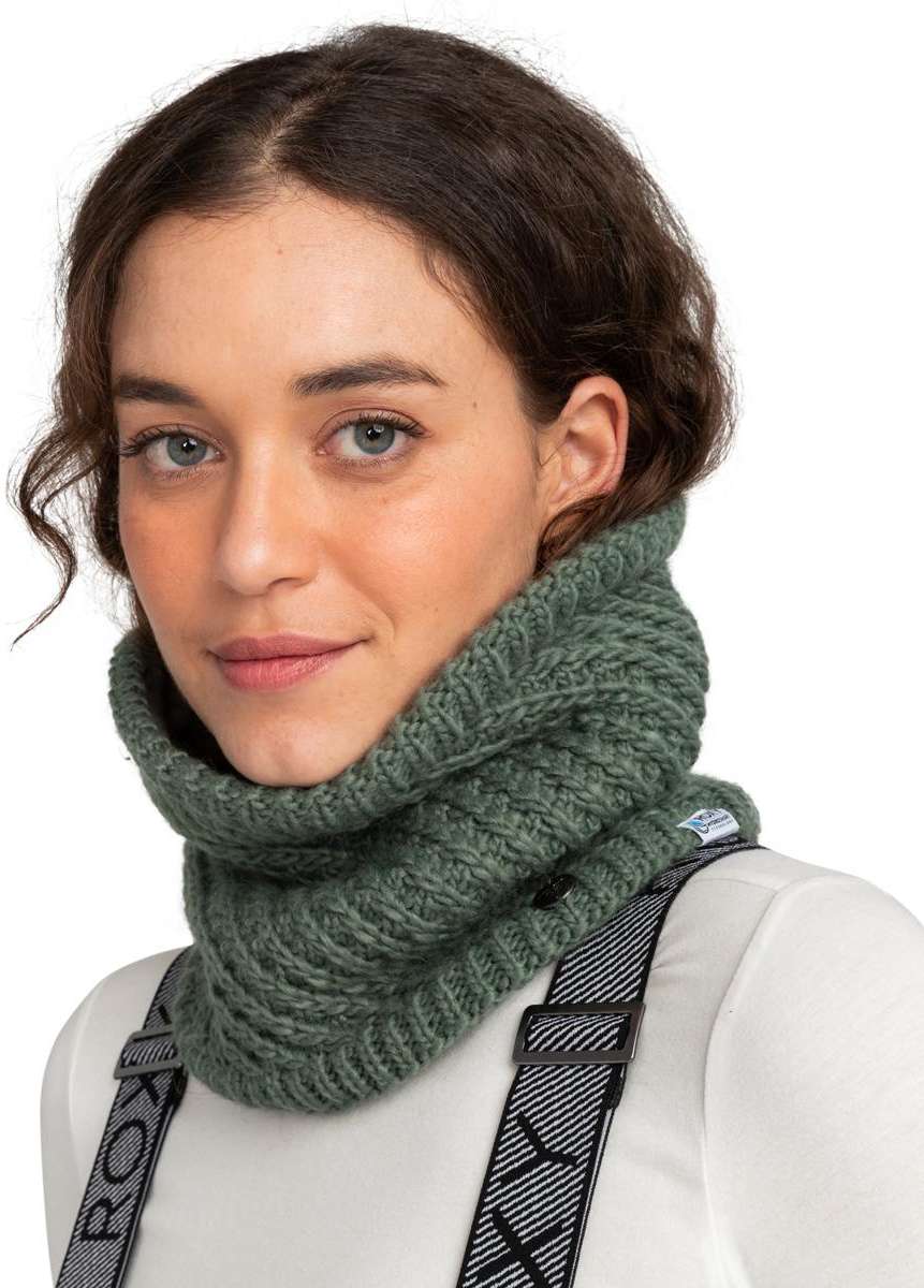 Roxy Women's Blizzard Collar - A sage green knit collar with a subtle cable-knit pattern and ribbed edges.