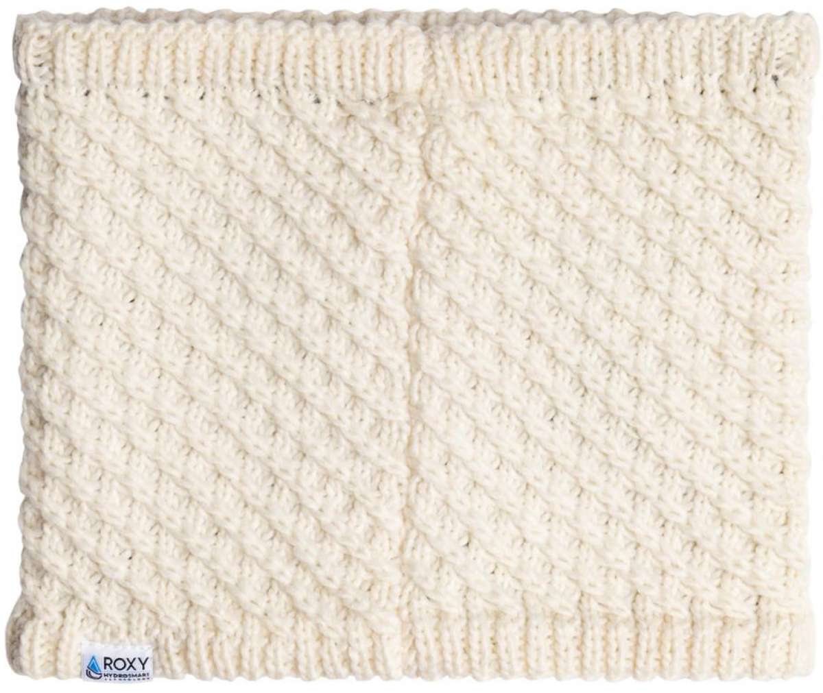 Roxy Women's Blizzard Collar 2024 - A cream-colored knit collar with a subtle diamond pattern and ribbed edges.