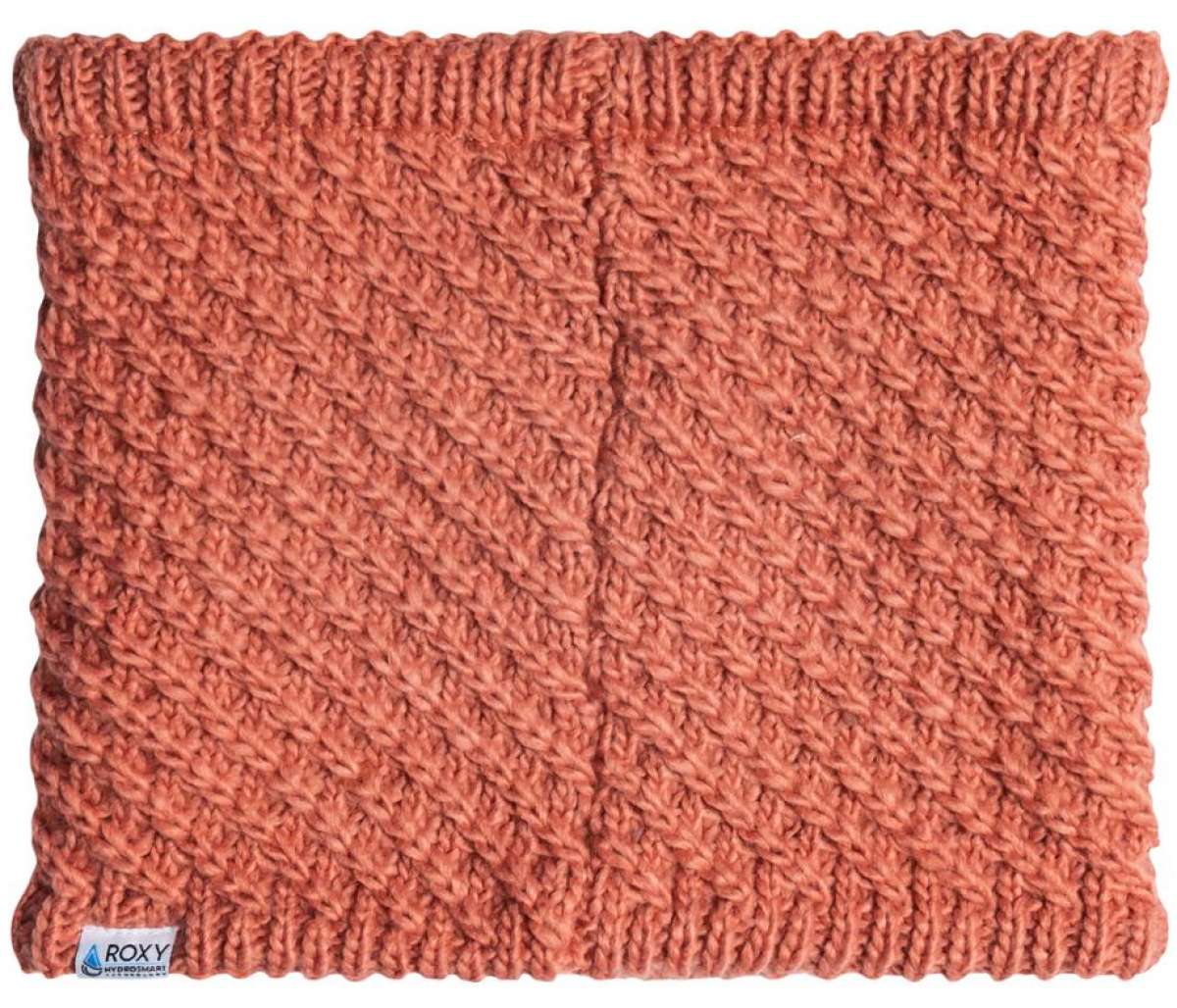 Roxy Women's Blizzard Collar 2024 - A soft pink knit collar with a subtle sheen and ribbed edges.