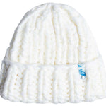 Roxy Women's Chloe Kim Beanie 2024 - White beanie with a blue and white logo on the front.